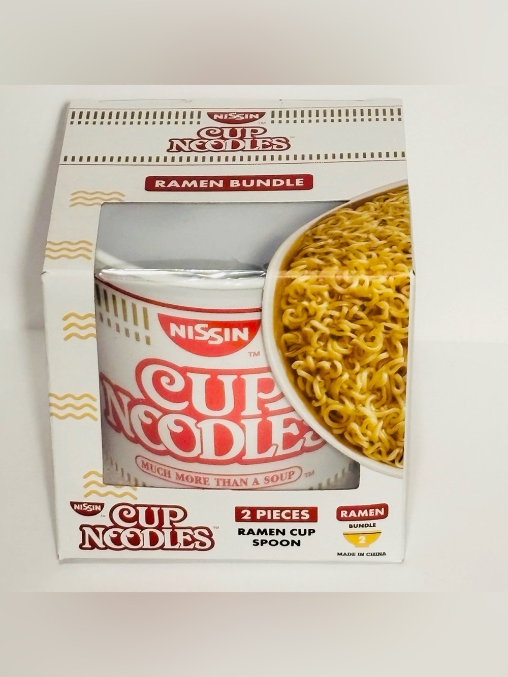 NISSIN 2 Piece Reusable Cup Noodles Ramen Set Paired With Red Chopsticks (3-FER) - Picture 8 of 8